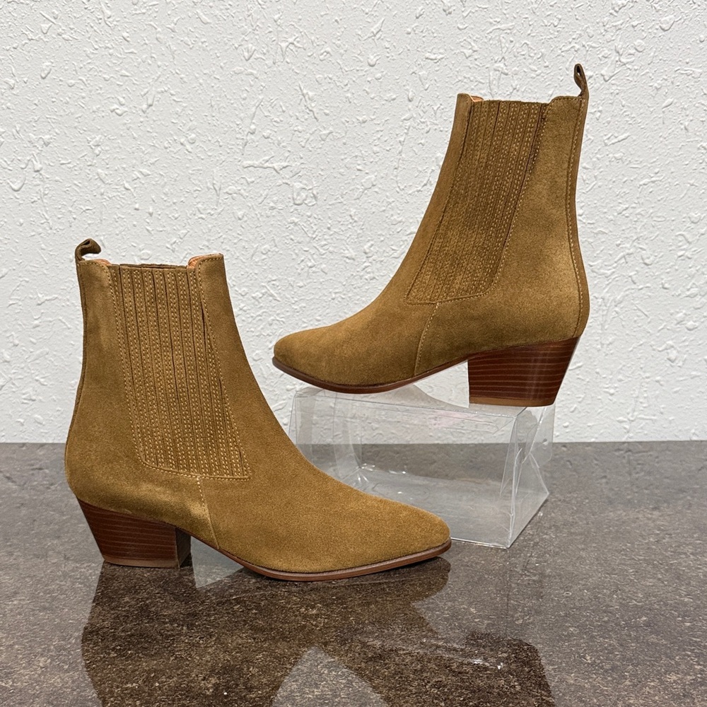 NWB SANDRO Amelya Suede Ankle Boots Women’s Size 36‎ Kaki - Picture 3 of 10